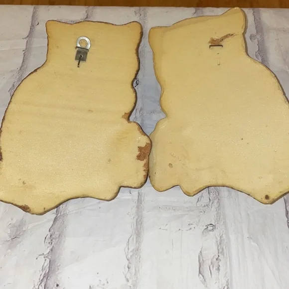 Vintage 70s Owl Pair Set of Two Foam Wall Hangings MCM - Picture 7 of 9